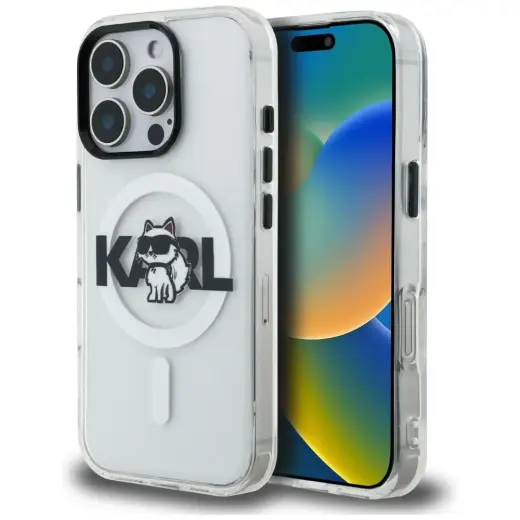 Karl Lagerfeld IML Choupette Sketch Logo чехол с поддержкой MagSafe для телефона iPhone 16 Pro прозрачный (кот)