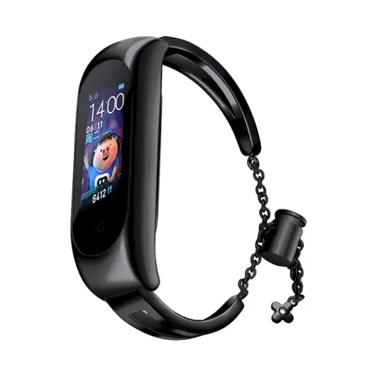 Fusion Accessories Metal Bracelet viedpulksteņa siksniņa priekš Xiaomi Mi Band 3/4/5/6 | nerūsējošs tērauds | melna