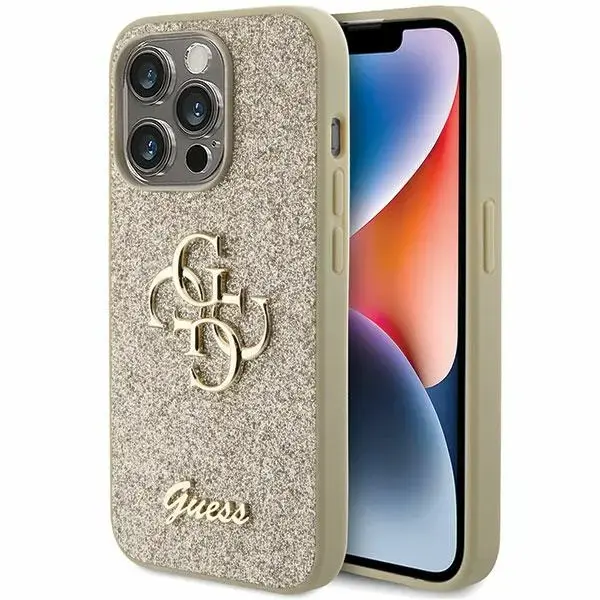 Guess GUHCP15LHG4SGD iPhone 15 Pro 6.1" złoty|gold hardcase Glitter Script Big 4G