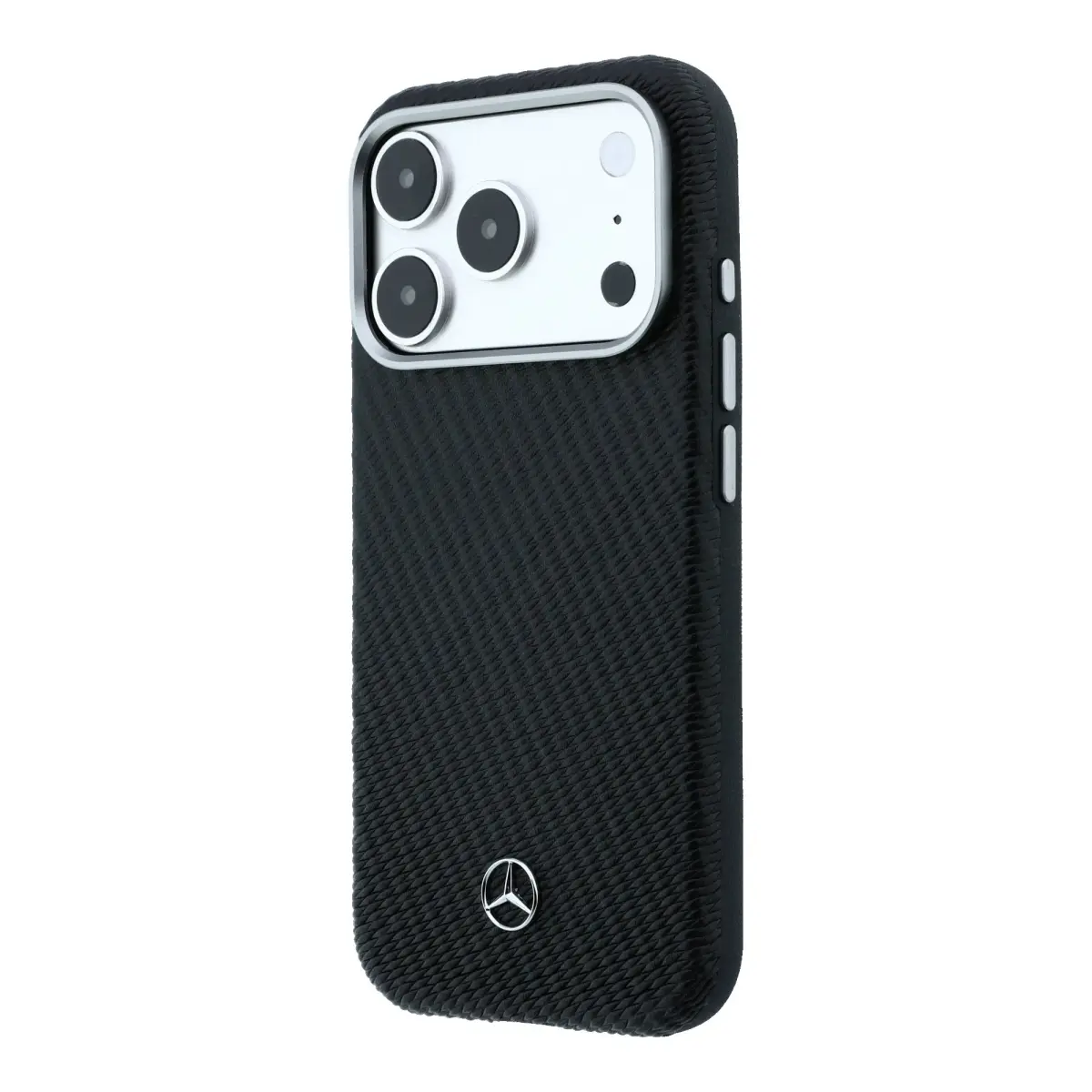 Mercedes PU Leather Semi Wrap maciņš ar MagSafe atbalstu telefonam iPhone 17 Pro melns