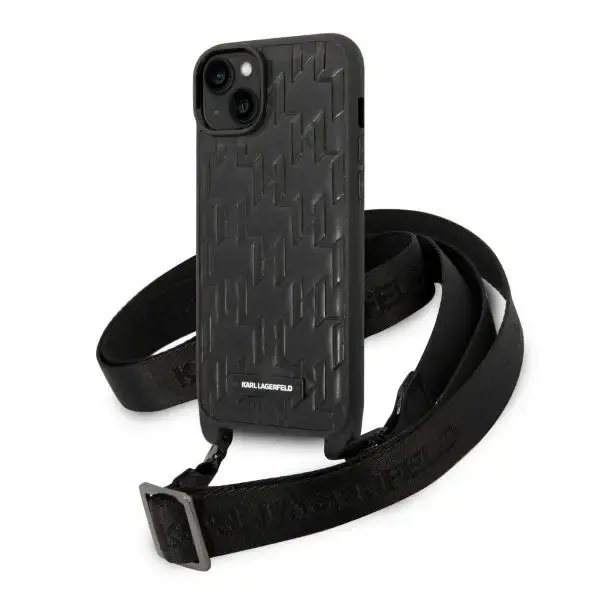 Karl Lagerfeld KLHCP14MSTMMK iPhone 14  Plus | 15 Plus 6,7" hardcase czarny|black Monogram Plaque Logo Strap