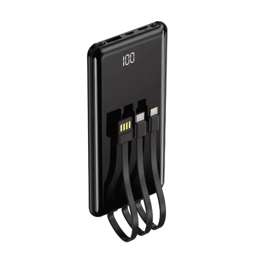 Setty PB-WK-101 external battery (powerbank) | 10000 mAh | USB-A, USB-C, Micro USB, Lightning | LED flashlight | black