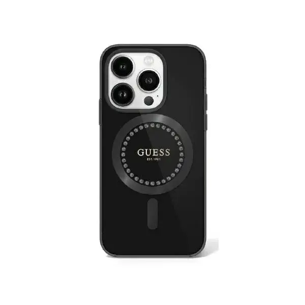Guess GUHMP16LPFTDTEK iPhone 16 Pro 6.3" czarny|black hardcase IML Rhinestones MagSafe