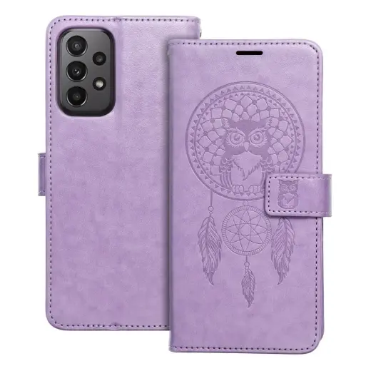 MEZZO dreamcatcher knyginio tipo telefono dėklas Samsung Galaxy A23 5G (A236) violetinis