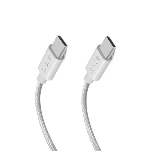Fabric cable data transfer and charging cable | USB-C to USB-C | 60W | 2m | gray