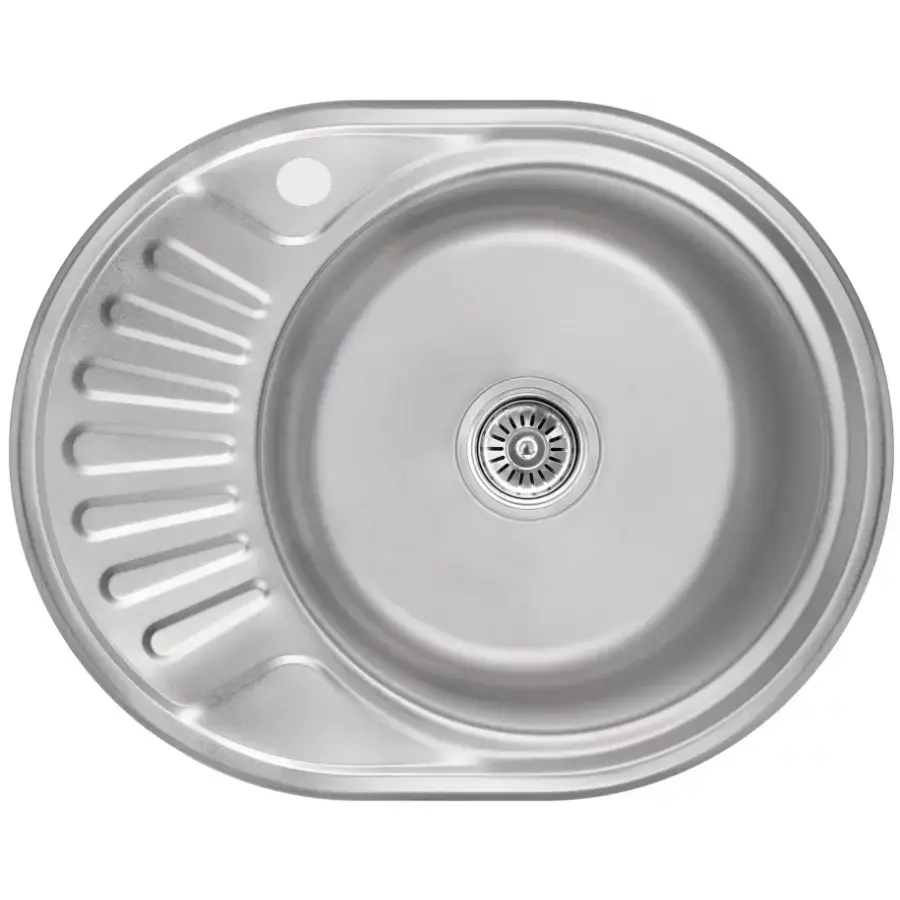 AB Kitchen sink 570X450X0.8MM with countertop, right, satin, with siphon