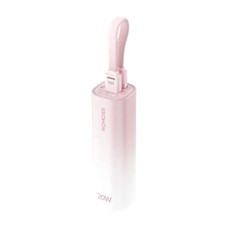 Romoss PSC05P external battery (powerbank) | 5000 mAh | 10.5W | Lightning, USB-C | LED display | pink