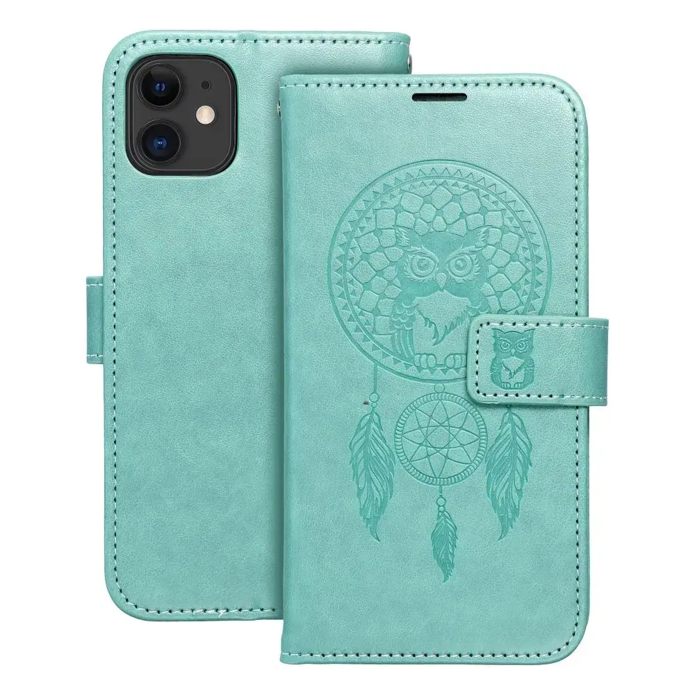 MEZZO dreamcatcher grāmatveida maciņš telefonam iPhone 11 zaļš