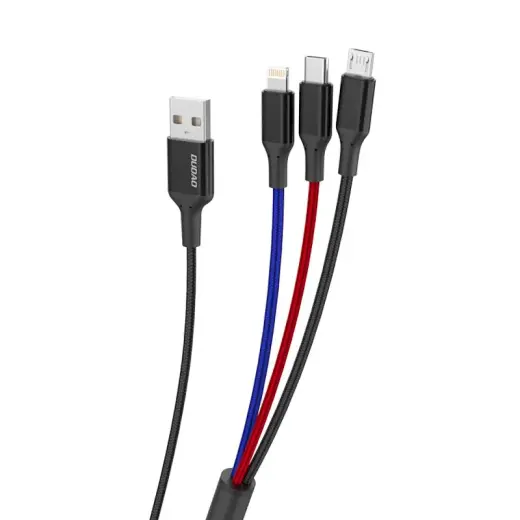 Dudao 3in1 USB cable - Lightning | USB Type C | micro USB 5 A 38 cm black (L10pro)
