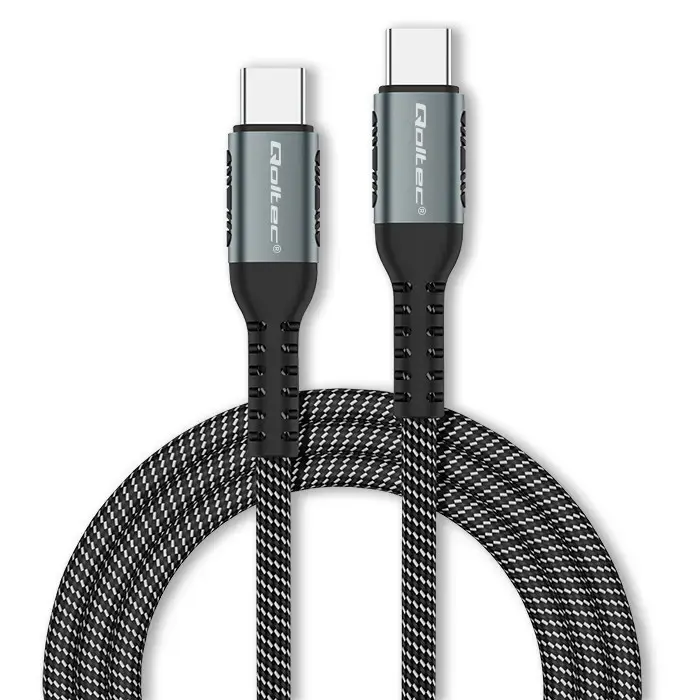 Qoltec datu pārraides un uzlādes vads | USB-C uz USB-C | 100W | 1m