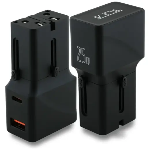 Tumi Travel Adapter tīkla lādētājs | 25W | USB-C, USB-A | melns