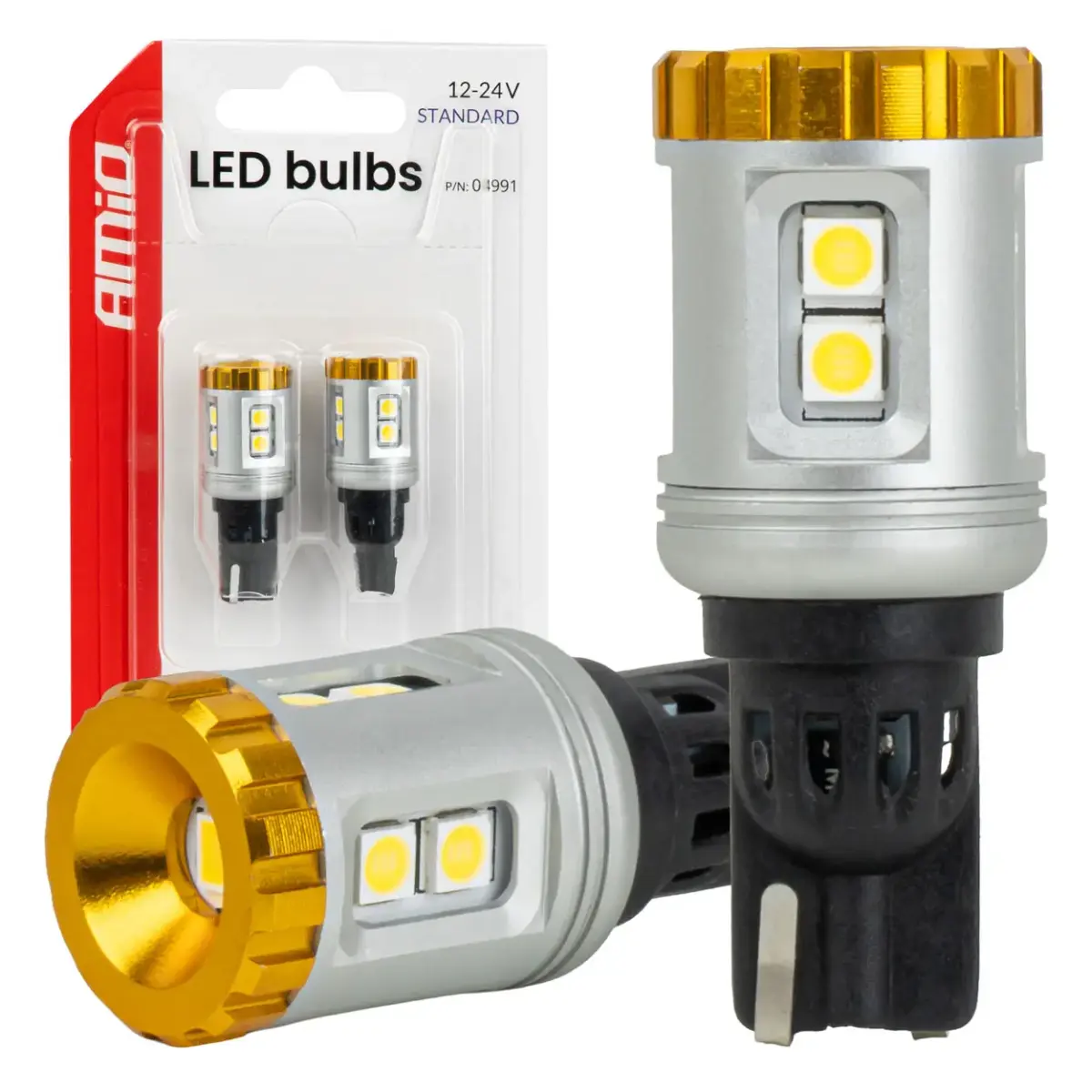 LED bulbs STANDARD T15 3030 8SMD + 3020 1SMD White 12/24V AMIO-04991