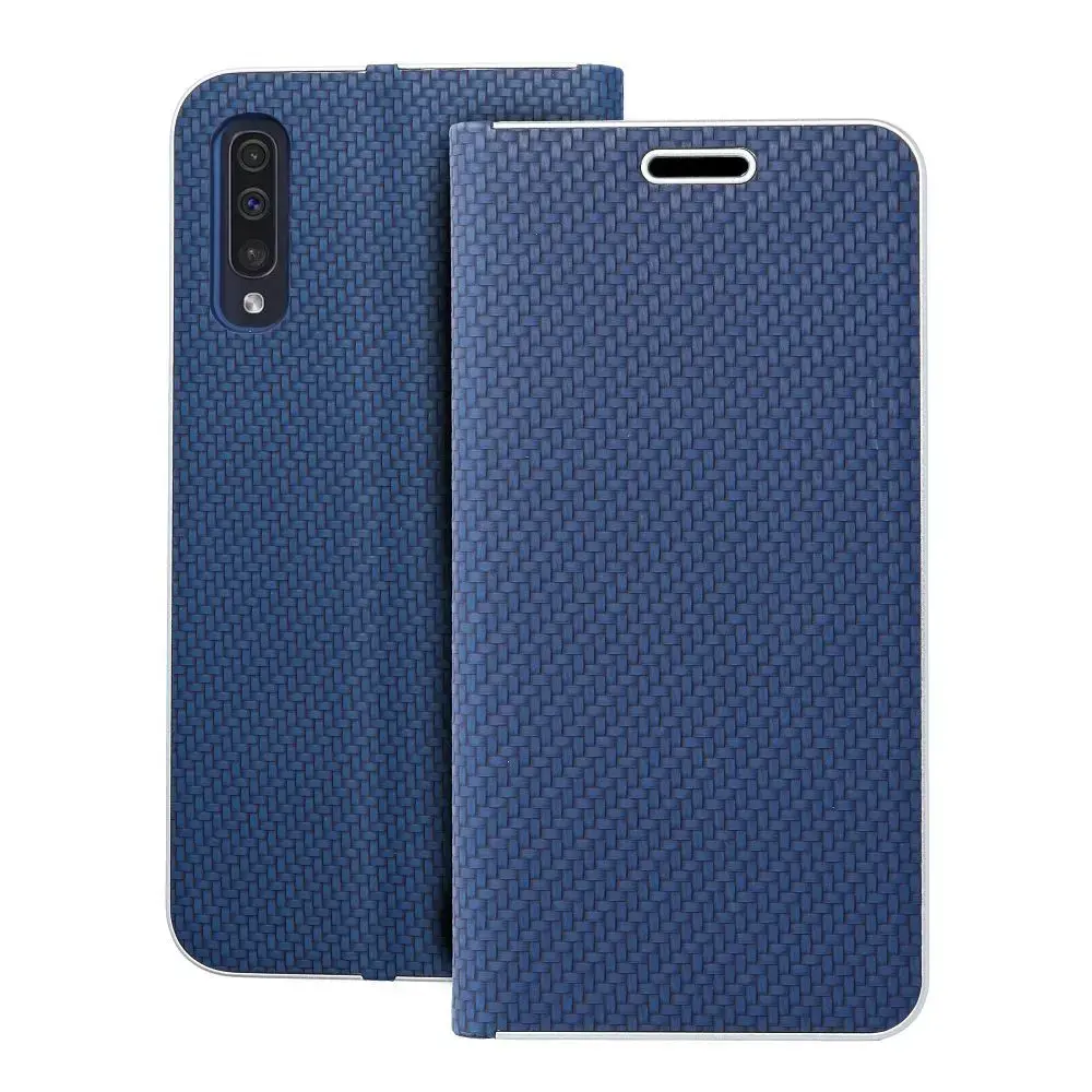 LUNA Book Carbon grāmatveida maciņš telefonam Samsung Galaxy A50 4G (A505) zils