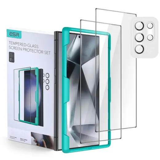 ESR AIZSARGSTIKLA KOMPLEKTS NO RŪDĪTA STIKLA 2 GAB. GALAXY S24 ULTRA CAURSPĪDĪGS