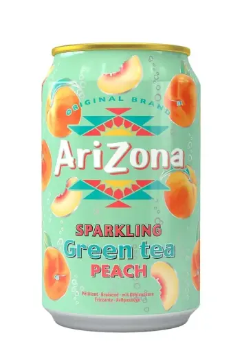 Gāzēts zaļās tējas dzēriens ARIZONA ar medu un persiku sulu, 0.33l, bundža