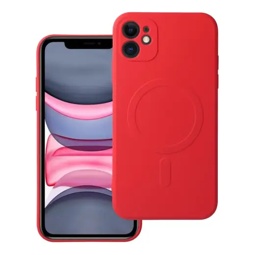 Silicone Mag Cover telefono dėklas su MagSafe palaikymu iPhone 11 raudonas