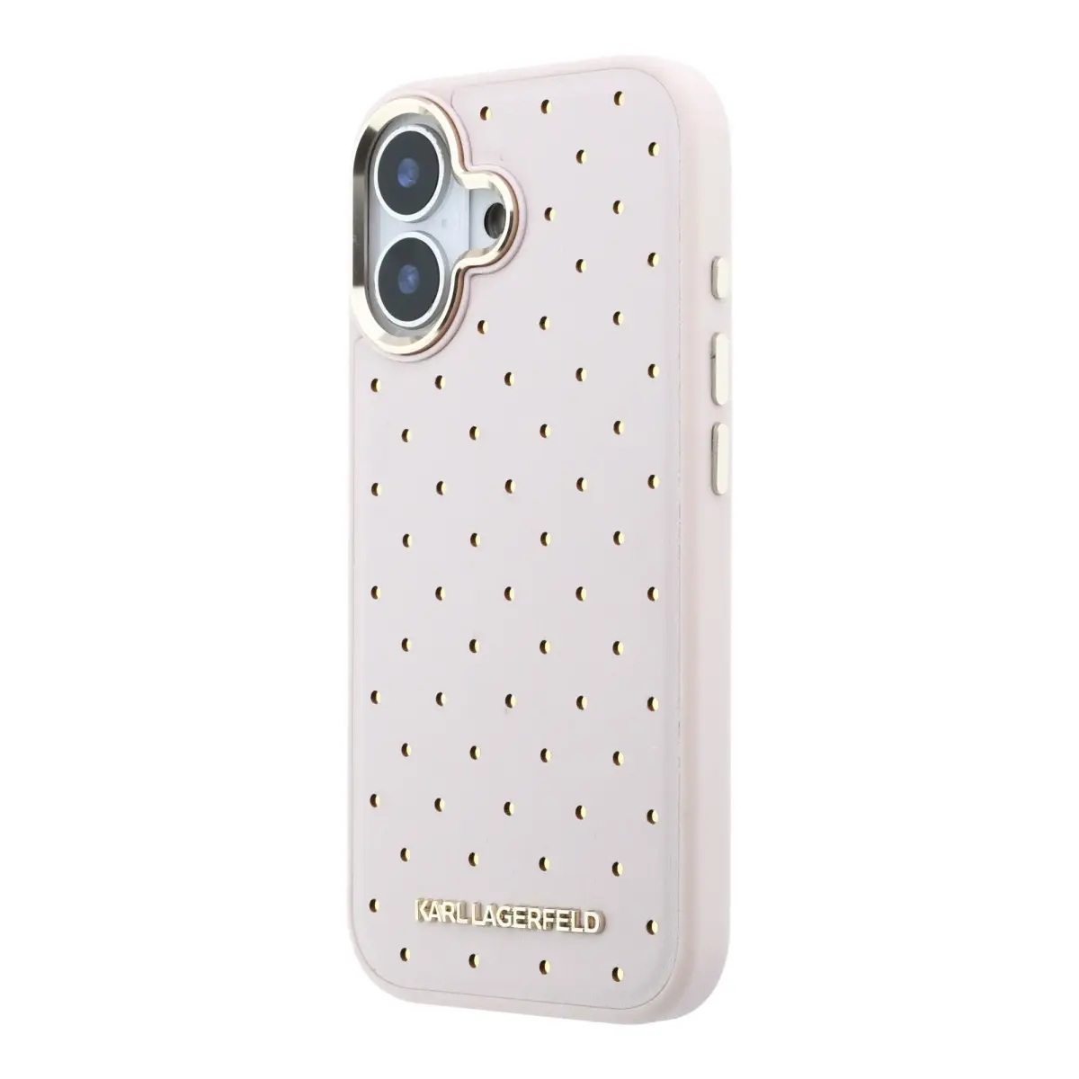 Karl Lagerfeld PU Perforated Gold Dots MagSafe Case for iPhone 17 Pink