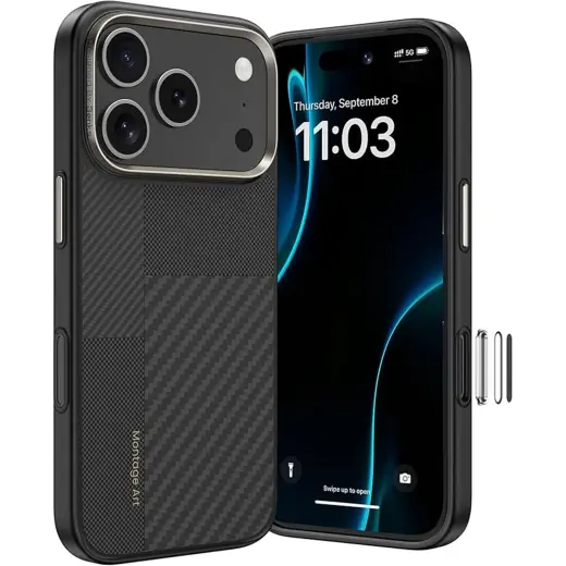 Benks Montage Magnetic Armor Pro Kevlar Case Metal Frame 600D+1500D telefoni ümbris iPhone 17 Pro must