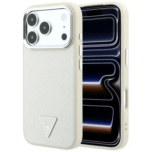 Case Guess Grained Triangle Logo MagSafe for iPhone 18 Pro / 17 Pro beige