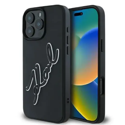 Karl Lagerfeld KLHCP16X3DRKSDLK iPhone 16 Pro Max 6.9" czarny|black hardcase 3D Rubber Bicolor Signature