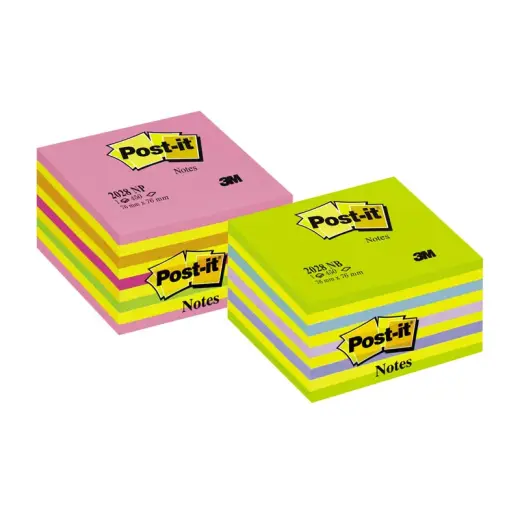 Piezīmju līmlapiņu kubs Post-it Neon, 76x76mm, dzelt., roza toņos