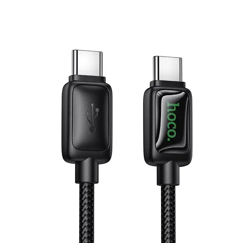HOCO U146 datu pārraides un uzlādes vads | USB-C uz USB-C | PD, QC 3.0 | 60W | ar LED ekrānu | 1.2m | melns