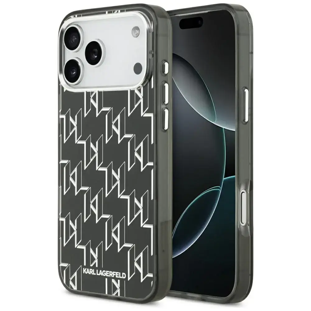 Karl Lagerfeld IML KL Monogram maciņš ar MagSafe atbalstu telefonam iPhone 17 Pro Max melns