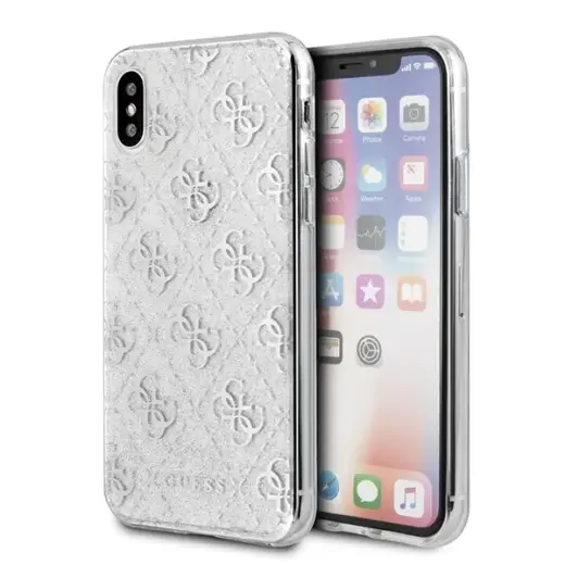 Guess GUHCPXPCU4GLSI iPhone X|Xs srebrny|silver hard case 4G Glitter