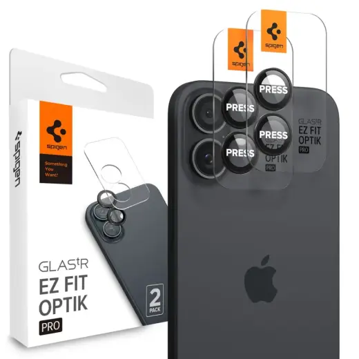 SPIGEN OPTIK PRO GLAS.TR "EZ FIT" ПРОТЕКТОР КАМЕРЫ 2-УПАК IPHONE 16 | 16 PLUS ЧЕРНЫЙ