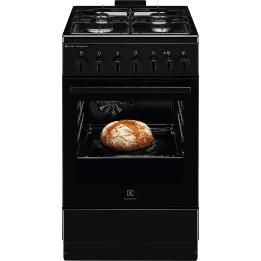 Electrolux 600.sērijas gāzes plīts ar elektrisko cepeškrāsni, melna, 50cm