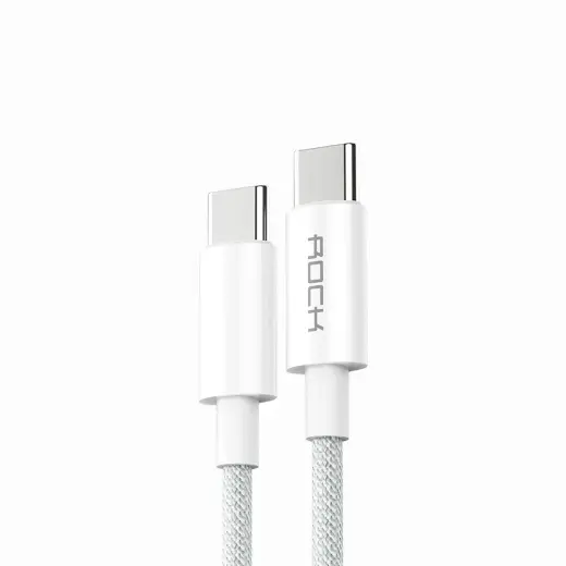 Rock Cable R6 datu pārraides un uzlādes vads | USB-C uz USB-C | 100W | 2m | balts