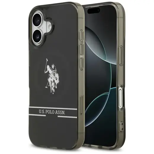 US Polo DH and Bottom Stripe Logo MagSafe Case for iPhone 17 Black