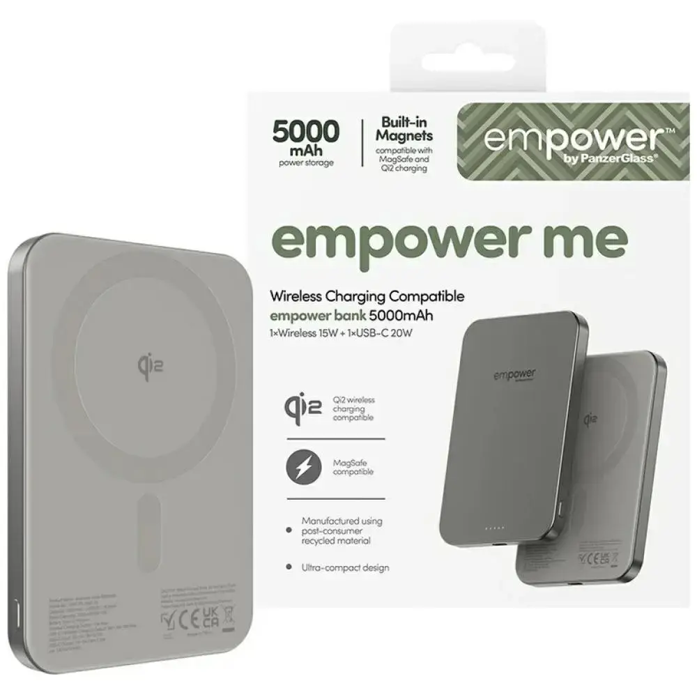 empower by PanzerGlass ārējais akumulators (powerbank) | 5000 mAh | titāna krāsā