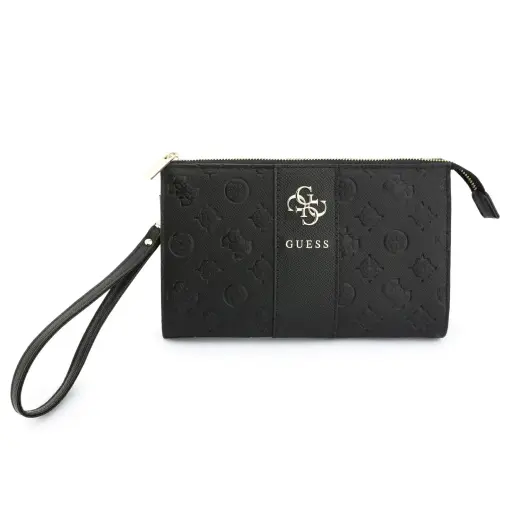 Guess PU 4G Peony Stripe Metal Logo Handbag Black