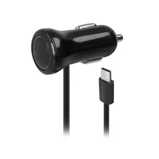 Forever M01 Car charger 2.1A  whit Type-C cable and LED indicator | 1,5m Black