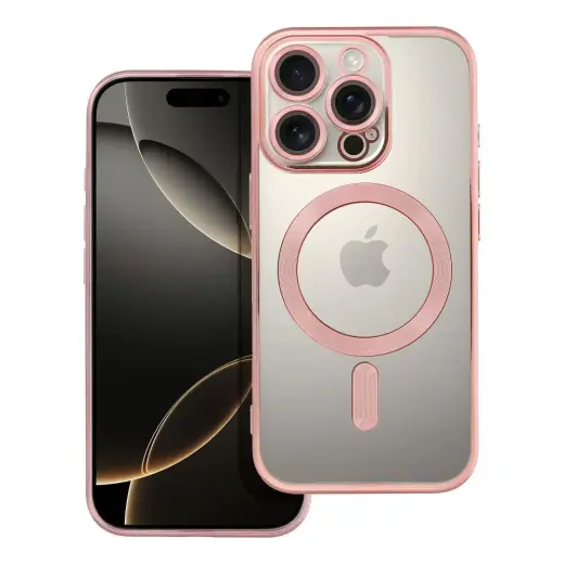 Electro Mag telefono dėklas su MagSafe palaikymu iPhone 16 Pro rožinis