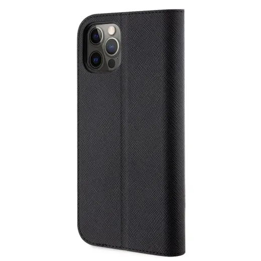 Karl Lagerfeld PU Saffiano Karl and Choupette NFT Book Case for iPhone 12|12 Pro Black