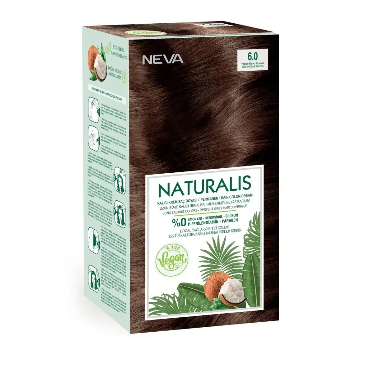 Naturalis , Neva, Permanent Hair Dye, 6.0 Intense Dark Blonde, 150 ml