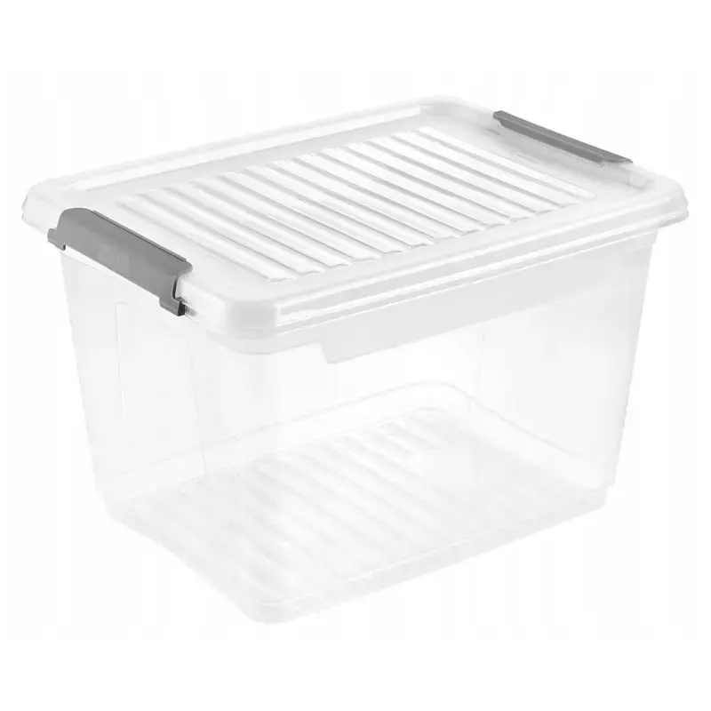 Kaste ar vāku clipbox Leonie 37,5x28,5x23,5cm 16,6L caurspīdīga