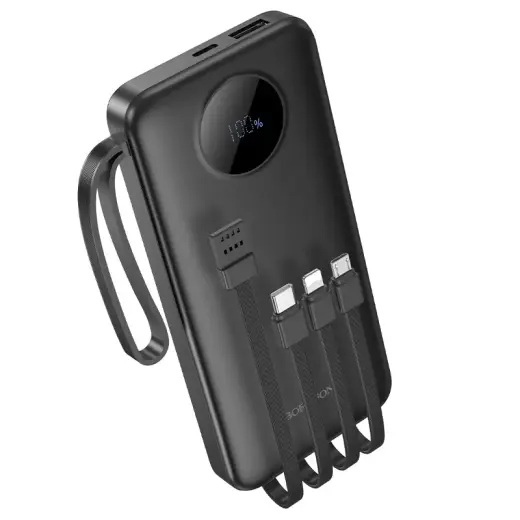 Borofone Ārējais akumulators (powerbank) 10000mAh BJ53 Power - ar Micro USB, USB, USB-C un Lightning kabeļiem melns