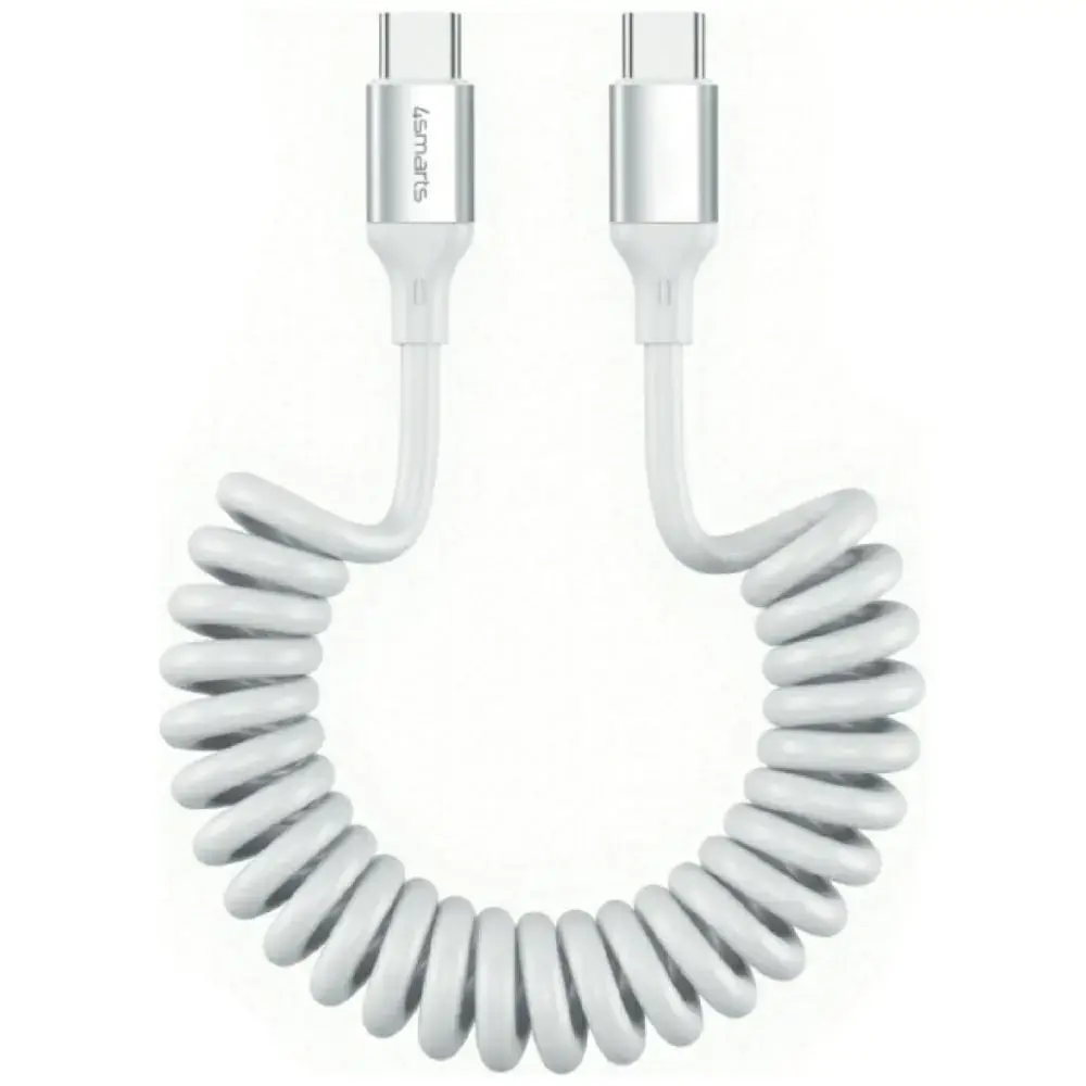 4smarts Spiral datu pārraides un uzlādes vads | USB-C uz USB-C | 240W | balts