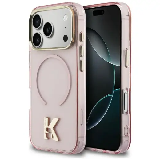 Karl Lagerfeld IML K Head Logo maciņš ar MagSafe atbalstu telefonam iPhone 17 Pro Max rozā