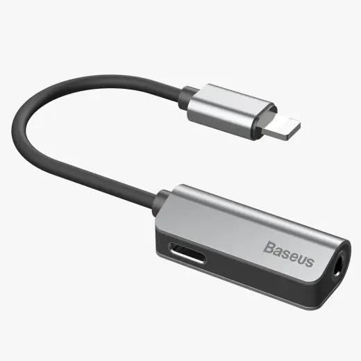 Baseus adapter L32 Lightning to Lightning - jack 3,5mm black-silver