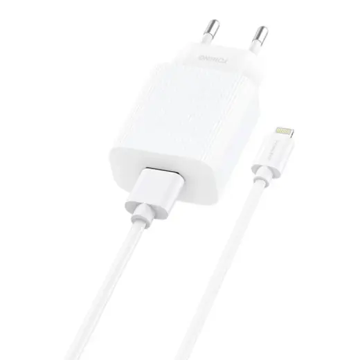 Foneng EU28 travel charger | 12W | USB-A | with Lightning cable included | white