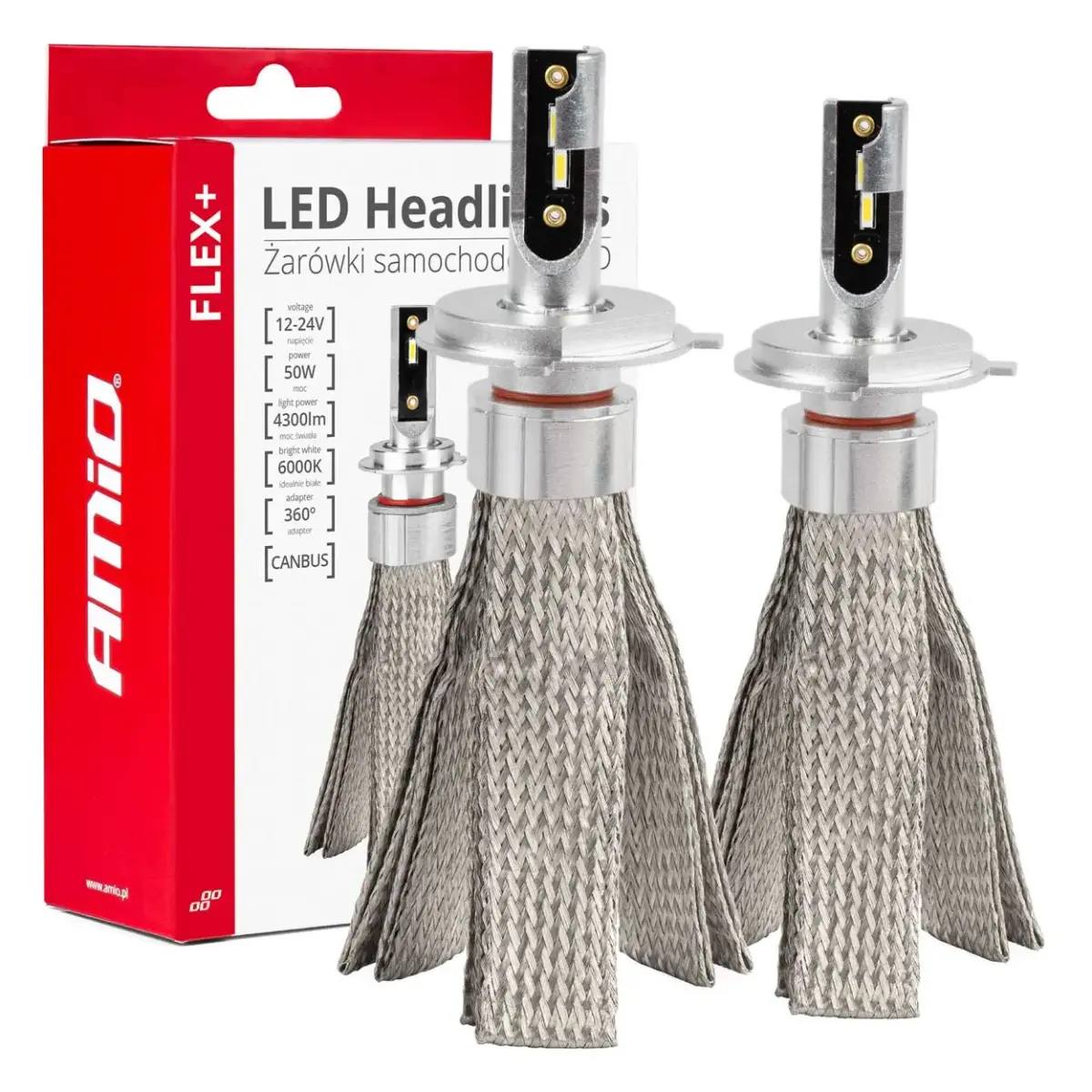 LED Headlights FLEX+ Series H4/H19 canbus 6000K 12-24V AMIO-03657