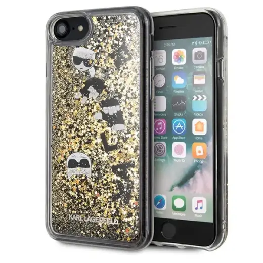 Karl Lagerfeld KLHCI8ROGO iPhone 7|8 SE 2020 | SE 2022 czarno-złoty|black & gold hard case Glitter