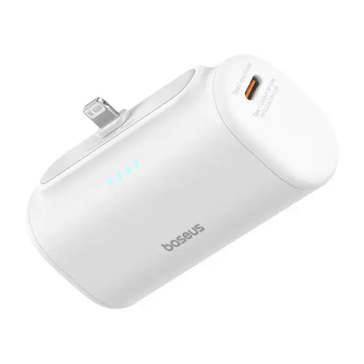 Baseus Compact IP ārējais akumulators (powerbank) | 5000 mAh | 20W | USB-C, Lightning | balts