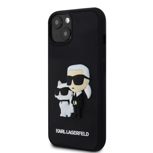 Karl Lagerfeld 3D Rubber Karl and Choupette Case for iPhone 15 Black