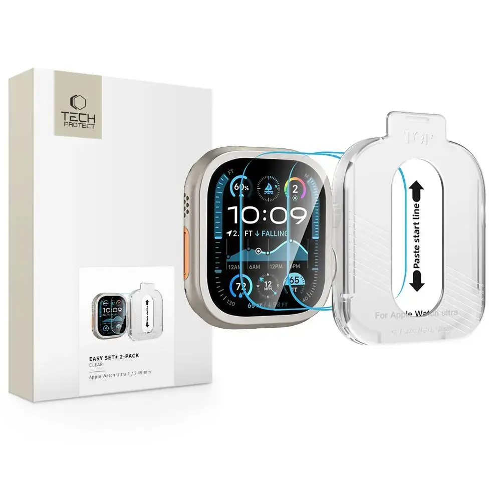 SZKŁO HARTOWANE TECH-PROTECT EASY SET+ 2-PACK APPLE WATCH ULTRA 1 | 2 (49 MM) CLEAR
