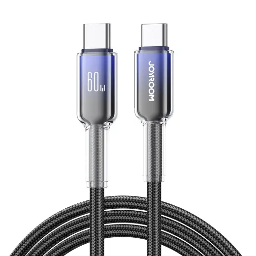 Joyroom S-A42 Crystal-Clear Series datu pārraides un uzlādes vads | USB-C uz USB-C | 60W | 1.2m | melns
